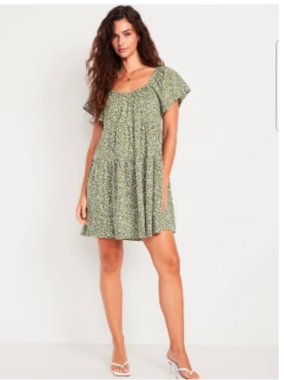 Old Navy Olive Green Floral Mini Dress